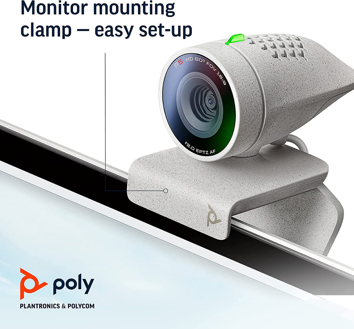 Poly Studio P5 Professional Webcam (Plantronics) - 1080p HD Laptop Camera for Video Conference &amp; Distance Learning - Monitor &amp; Tripod Mount - Privacy Shutter-Works w/Teams (Certified), Zoom(Certified) Poly Studio P5 Webcam