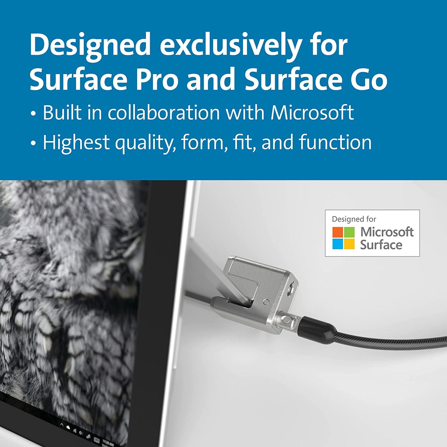 Kensington Keyed Cable Lock for Surface Pro &amp; Surface Go, Compatible with Surface Pro 8 &amp; Surface Go 3 (K68134WW)