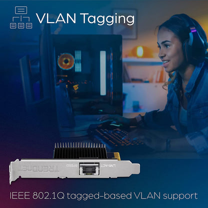 TRENDnet 10 Gigabit PCIe Network Adapter, Converts A PCIe Slot Into A 10G Ethernet Port, Supports 802.1Q Vlan, Includes Standard &amp; Low-Profile Brackets, PCIe 2.0, PCIe 3.0, Silver, TEG-10GECTX PCI Express 10G RJ-45