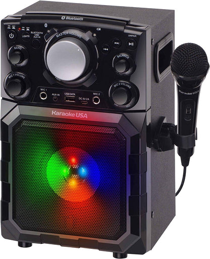 Karaoke USA Portable MP3 Karaoke Player with Bluetooth, PA, and Built-In Battery (GQ410) , Black