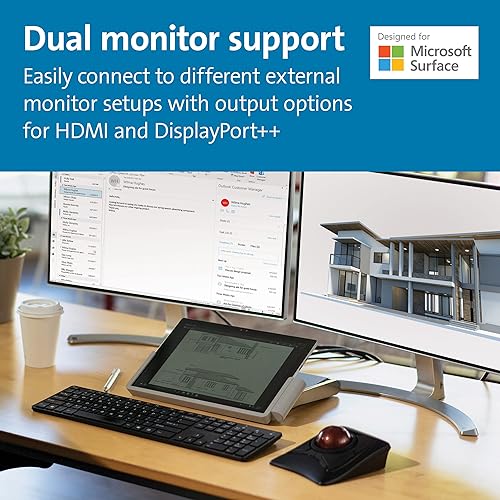 Kensington SD7000 Surface Pro Docking Station, Dual 4K@30hz via DP/HDMI, 60W PD for Surface Pro 7+,7,6, 5 and 4 (K62917NA) Surface Pro 4/5/6/7