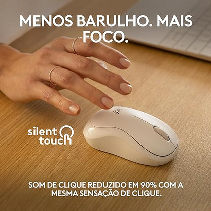Logitech M240 Silent Bluetooth Mouse, Wireless, Compact, Portable, Smooth Tracking, 18-Month Battery, for Windows, macOS, ChromeOS, Compatible with PC, Mac, Laptop, Tablets - Off White Bluetooth Off White