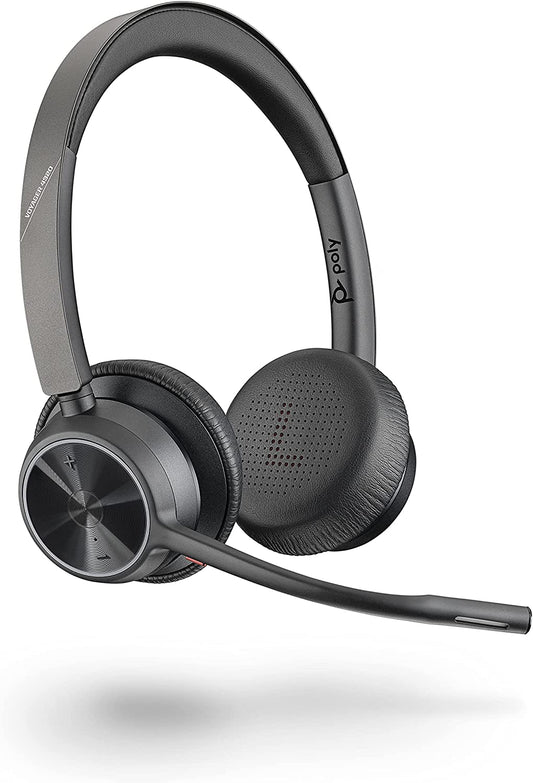 Poly - Voyager 4320 UC Wireless Headset (Plantronics) - Headphones with Boom Mic - Connect to PC/Mac via USB-A Bluetooth Adapter, Cell Phone via Bluetooth - Works with Teams, Zoom &amp; More Headset USB-A