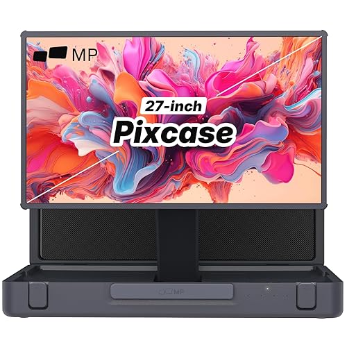 MP Mobile Pixels 27" Pixcase Computer Monitor, 1080P Touchscreen with 16GB RAM, Google Play Access, 40W Speakers, Compact Suitcase Design, Gamepad & Remote Included, Windows/Mac/Switch/Consoles