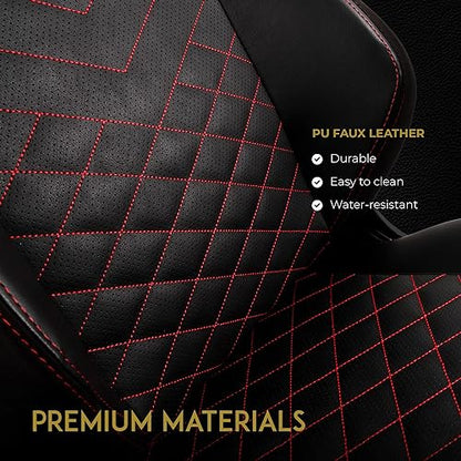 noblechairs Hero Gaming Chair - Office Chair - Desk Chair - PU Faux Leather - Black/Red