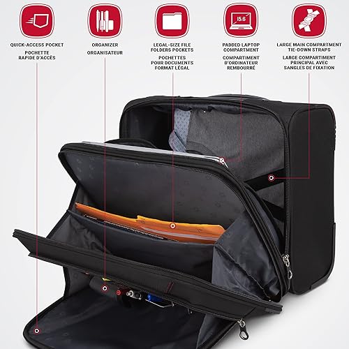 SWISSGEAR SWA0970 International Carry-On Wheeled Business Case - Holds Up to 15.6-Inch Laptop, , Black