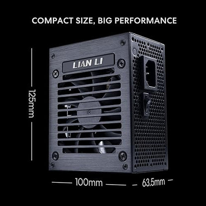 Lian Li SP750 Gold - 750 Watt SFX Form Factor Power Supply with 12V-2x6 Cable - Low Noise - 80 Plus Gold Efficiency - ATX 3.1 & PCIe 5.1 Compliant - Easy Cable Management - Black (SP750G.B) Gold 750W V2 Black