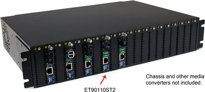 StarTech.com 10/100 Mbps Ethernet to Fiber Optic Media Converter - Steel - Chassis Mount - ST Multimode - 1310nm - 2km (ET90110ST2), Black Chassis Mount | Steel