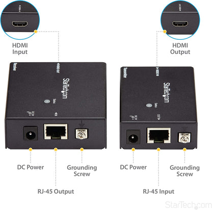 StarTech.com HDMI over CAT5/CAT6 Ethernet Extender with HDBaseT - 4K@115ft, 1080p@230ft - HDMI Video Transmitter and Receiver Kit w/ POC (ST121HDBTE),Black 210ft HDMI Extender