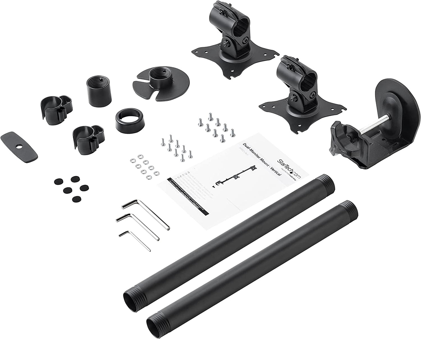 StarTech.com Vertical Desk Mount Dual Monitor Arm - for Monitors 13 to 27 - Adjustable - Desk Clamp/Grommet-Hole Mount - Dual VESA Monitors - Black (ARMDUALV)