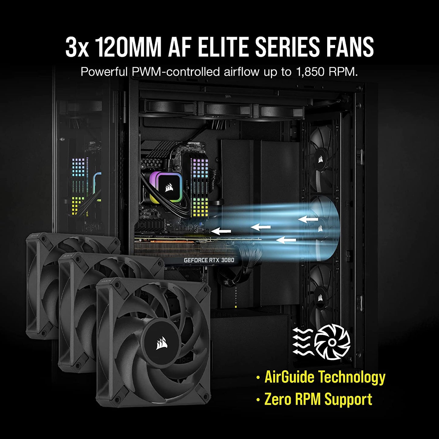 Corsair iCUE H150i RGB Elite Liquid CPU Cooler (16 Dynamic RGB LEDs, 120mm AF Elite Series FDB Fans, 360mm Radiator, iCUE Software Compatible, LGA 1700, 1200, 115X, 2066, and AM4 Sockets) Black