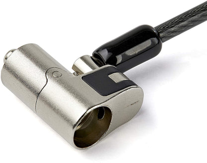 StarTech.com 6.5' (2m) 3-in-1 Universal Laptop Cable Lock - Keyed Laptop/Desktop Security Cable Lock Compatible w/K-Slot, Nano &amp; Wedge Slot Computer - Anti-Theft Steel Cable Lock w/Keys (LTULOCKKEY)