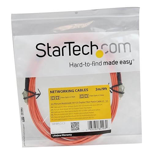 StarTech.com 3m Fiber Optic Cable - Multimode Duplex 50/125 - OFNP Plenum - LC/LC - OM2 - LC to LC Fiber Patch Cable LC-LC 3m/10ft