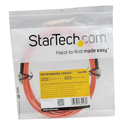 StarTech.com 3m Fiber Optic Cable - Multimode Duplex 50/125 - OFNP Plenum - LC/LC - OM2 - LC to LC Fiber Patch Cable LC-LC 3m/10ft