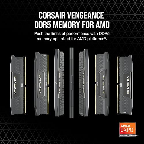 CORSAIR VENGEANCE DDR5 RAM 64GB (2x32GB) 5600MHz CL40 AMD EXPO iCUE Compatible Computer Memory - Gray (CMK64GX5M2B5600Z40)