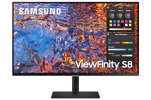 SAMSUNG ViewFinity S8 Series 32-Inch 4K UHD High Resolution Monitor, IPS Panel, 60Hz, Thunderbolt 4, HDR 10+, Built-in Speakers, Height Adjustable Stand (LS32B804PXNXGO),Black