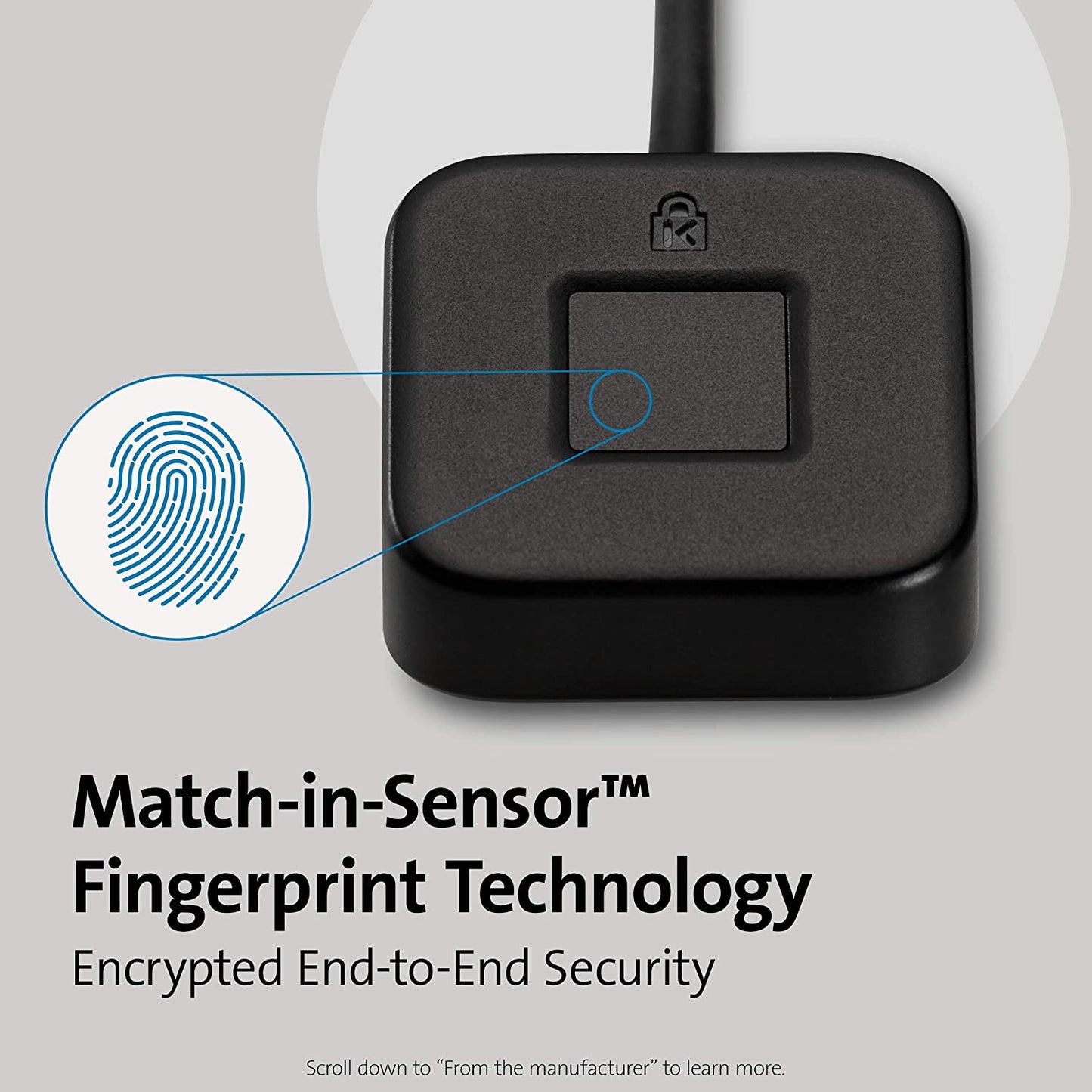 Kensington VeriMark Desktop USB Fingerprint Key Reader - Windows Hello, FIDO U2F, FIDO2 (K62330WW) Desktop version
