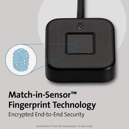 Kensington VeriMark Desktop USB Fingerprint Key Reader - Windows Hello, FIDO U2F, FIDO2 (K62330WW) Desktop version