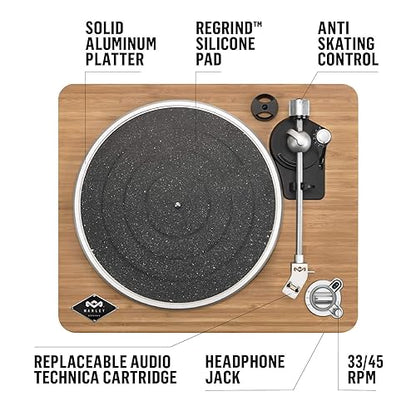 House of Marley Stir It Up Wireless Turntable: Vinyl Record Player with Wireless Bluetooth Connectivity, 2 Speed Belt, Built-in Pre-Amp, and Sustainable Materials