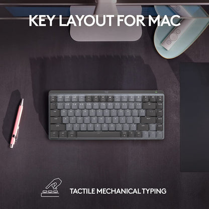 Logitech MX Mechanical Mini for Mac Wireless Illuminated Keyboard, Low-Profile Performance Switches, Tactile Quiet Keys, Backlit, Bluetooth, USB-C, Apple, iPad - Space Grey Keyboard Space Grey