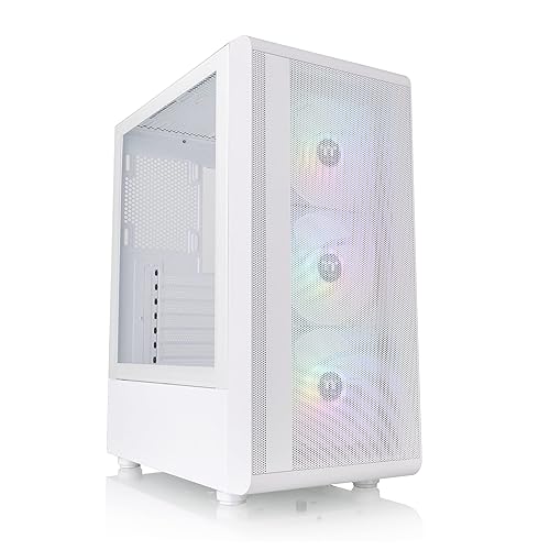 Thermaltake S200 TG ARGB Snow ATX Tempered Glass Mid Tower Gaming Computer Chassis with 120mm ARGB Lite Front Fan Pre-Installed CA-1X2-00M6WN-00, White