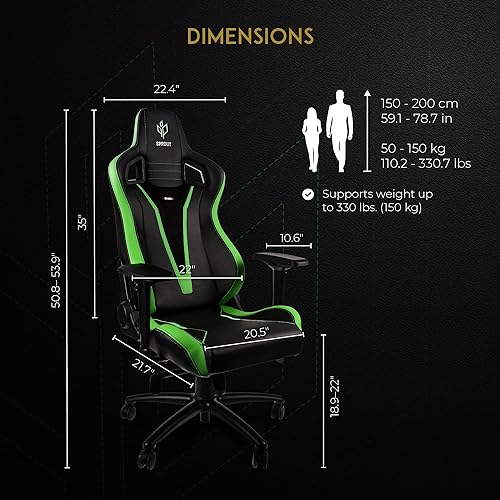 noblechairs Epic Gaming Chair - Office Chair - Desk Chair - PU Faux Leather - Sprout Edition PU FAUX LEATHER Sprout Edition