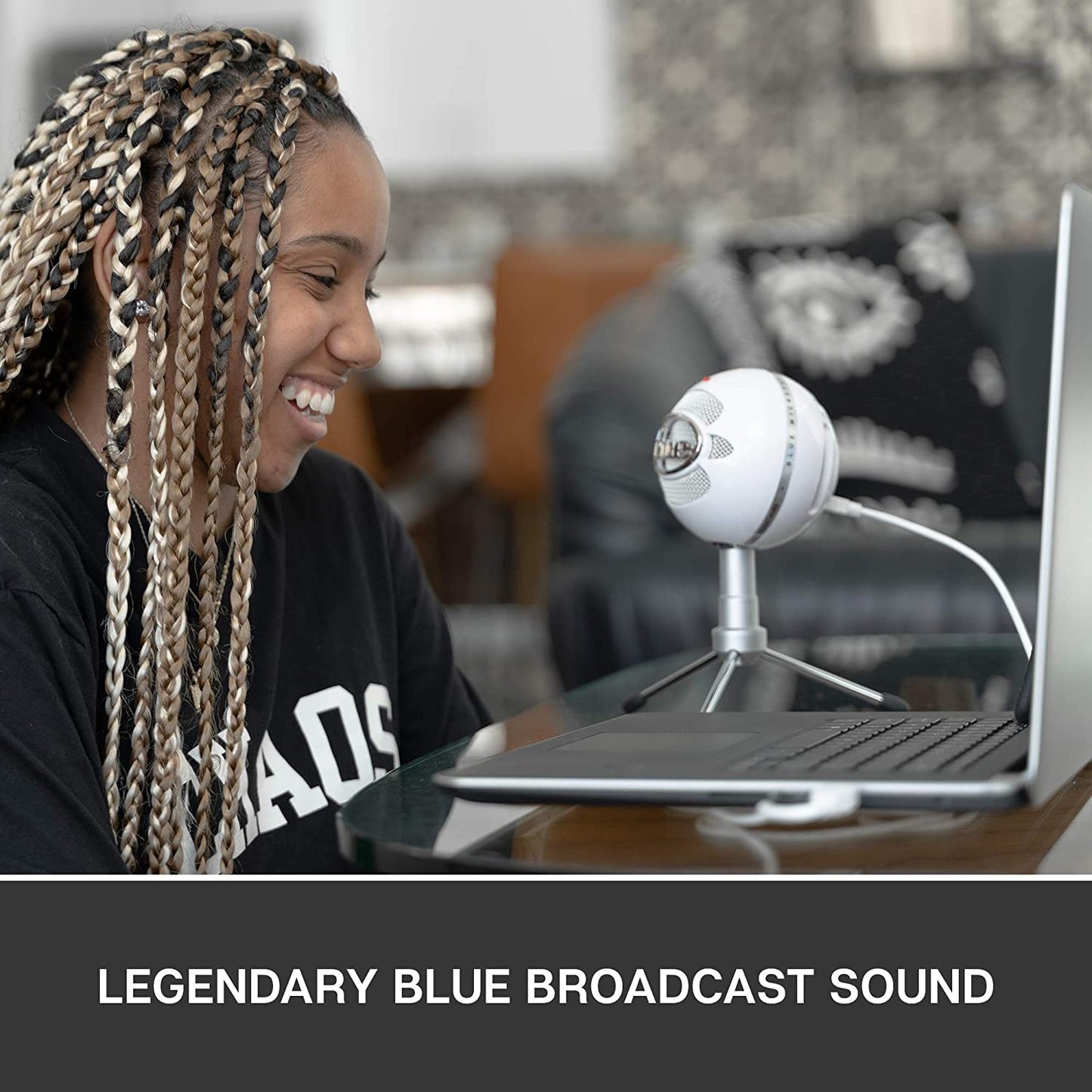 Blue microphones Blue Snowball iCE Plug 'n Play USB Microphone for Recording, Streaming, Podcasting, Gaming on PC and Mac, with Cardioid Condenser Capsule, Adjustable Desktop Stand and USB cable - White