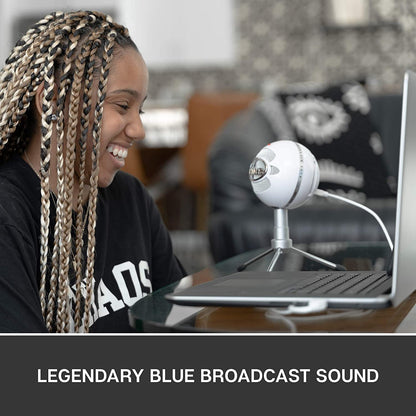 Blue microphones Blue Snowball iCE Plug 'n Play USB Microphone for Recording, Streaming, Podcasting, Gaming on PC and Mac, with Cardioid Condenser Capsule, Adjustable Desktop Stand and USB cable - White