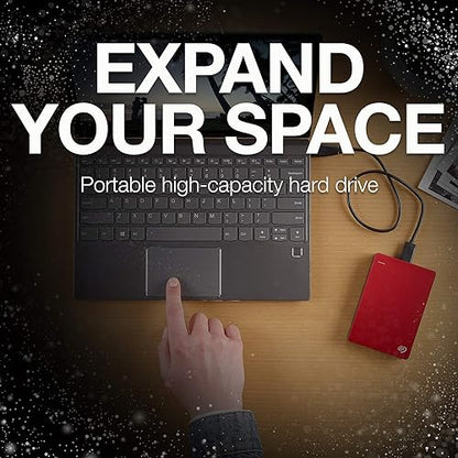 Seagate Backup Plus Portable 5TB External Hard Drive HDD – Red USB 3.0 for PC Laptop and Mac, 2 Months Adobe CC Photography (STDR5000103) 5TB Hard Drive Red
