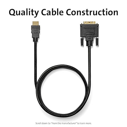 Kensington HDMI (M) to DVI-D (M) Passive Bi-Directional Cable, 6ft