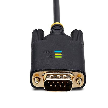 StarTech.com 3ft (1m) USB to Serial Adapter Cable, COM Retention, FTDI, USB-A to DB9 RS232, Interchangeable DB9 Screws/Nuts