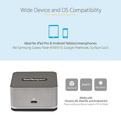 StarTech.com USB C Mini Dock for Chromebooks, iPad Pro, Android Tablets & Smartphones, USB-C Docking Station w/ 4K 30Hz HDMI, 27W Power Delivery Charging, 3-Port USB Hub, Gigabit Ethernet (DK30CHPH)