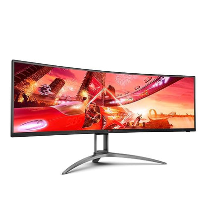 AOC Agon AG493UCX2 Super Wide Curved Gaming Monitor, Dual QHD 5120x1440, 165Hz 1ms, FreeSync Premium, DisplayHDR 400, USB-C Docking & KVM, Height-Adjustable,Black 49 Dual QHD 165Hz AOC AGON