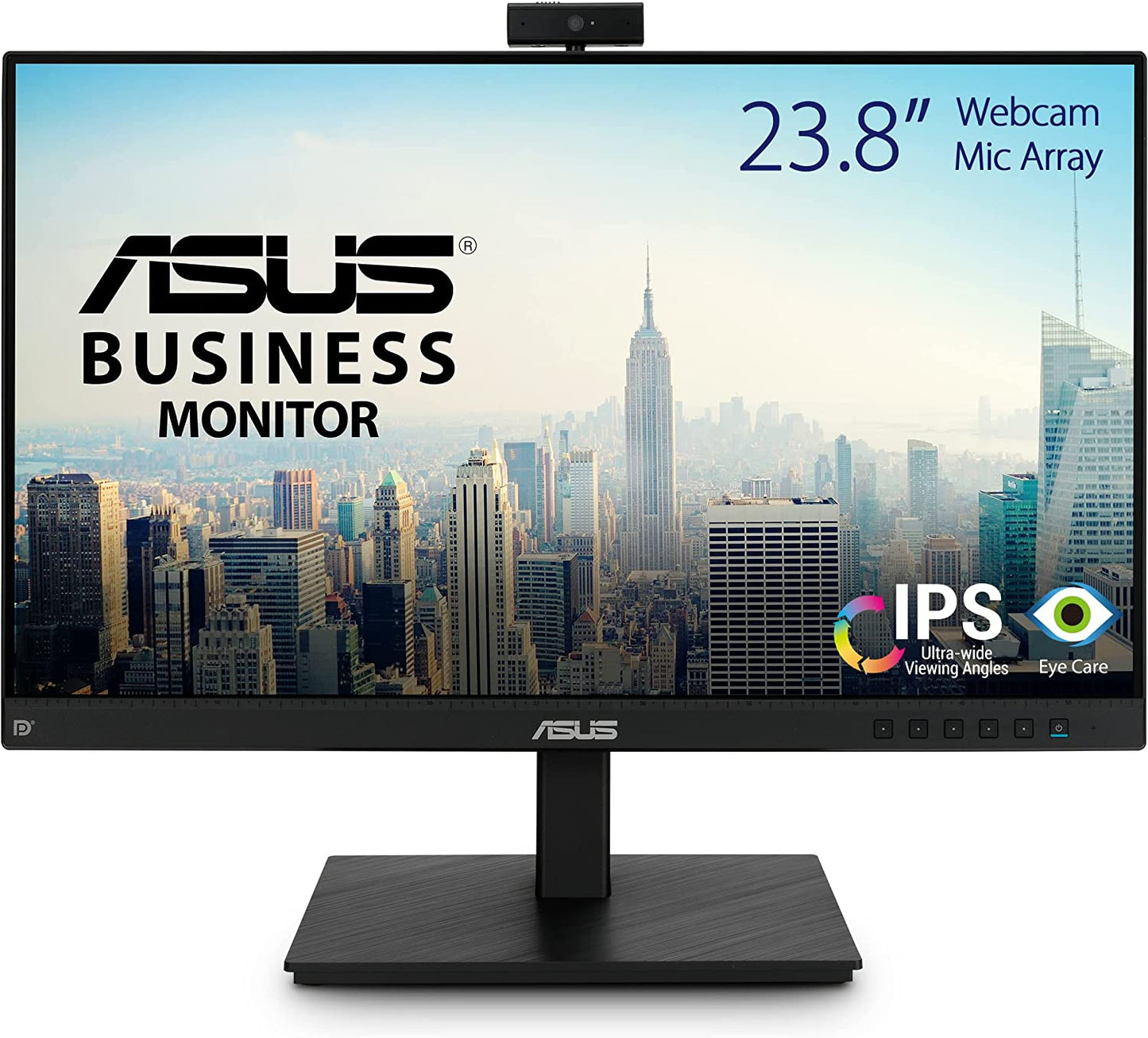 ASUS 23.8” 1080P Video Conferencing Monitor (BE24EQSK) - Full HD, IPS, Built-in Adjustable 2MP Webcam, AI Noise-canceling Mic, Speakers, Eye Care, DisplayPort, HDMI, Wall Mountable, Height Adjustable