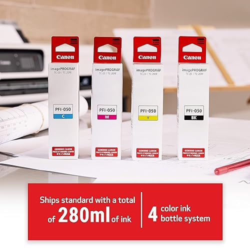 Canon imagePROGRAF TC-20M 24 Large Format Poster & Plotter Printer - Scanner Included - Enlarge Copies - Compact - Automatic Roll & Cut Sheet Paper Feeder, Ships with 280ml of Ink - USB, Wi-Fi, LAN