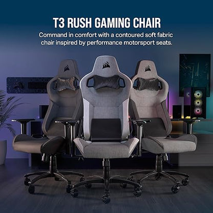 Corsair T3 Rush (2023) Gaming Chair, One Size, Gray and White