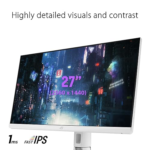 ASUS ROG Strix XG27AQ-W 27” 1440P HDR Gaming Monitor - White, QHD (2560 x 1440), Fast IPS, 170Hz, 1ms, Extreme Low Motion Blur Sync, G-SYNC Compatible, Eye Care, HDMI, DisplayPort, USB, DisplayHDR400