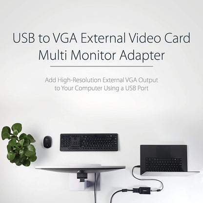 StarTech.com USB to VGA Adapter - 1920x1200 - External Video &amp; Graphics Card - Dual Monitor Display Adapter - Supports Windows (USB2VGAE3) 1920p x 1200p