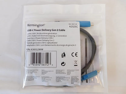 Kensington USB-C 3.2 Gen2 10Gbps Cable with USB-A Adapter - 100W Power Delivery, 1 Meter (K38312WW)