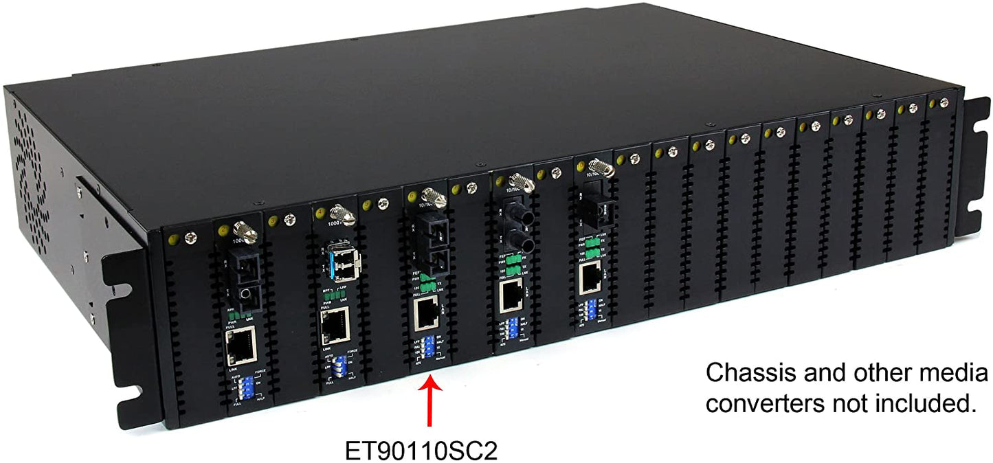 StarTech.com 10/100 Mbps Multi Mode Fiber Media Converter SC - Up to 1.2 miles/2km (ET90110SC2) Chassis Mount 2km | 10/100 Mbps