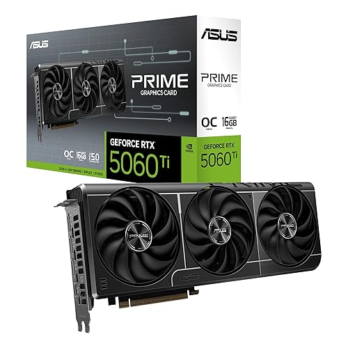 The SFF-Ready ASUS Prime GeForce RTX™ 5060 Ti 16GB GDDR7 OC Edition Graphics Card (PCIe® 5.0, 16GB GDDR7, HDMI®/DP 2.1, 2.5-Slot, Axial-tech Fans, Dual BIOS) PRIME RTX5060Ti|OC|16GB