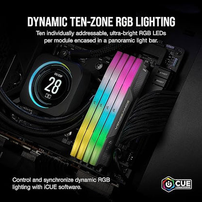 CORSAIR Vengeance RGB DDR5 RAM 64GB (2x32GB) 5600MHz CL36 AMD Expo iCUE Compatible Computer Memory - Gray (CMH64GX5M2B5600Z36K)