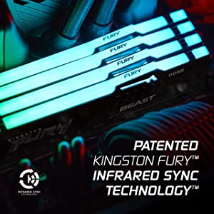 Kingston Technology Fury Beast RGB 32GB (2x16GB) 5200MT/s DDR5 CL36 Desktop Memory Kit of 2 | Infrared Sync Technology | AMD Expo | Plug N Play | KF552C36BBEAK2-32 5200MT/s 16GB (2x16GB)