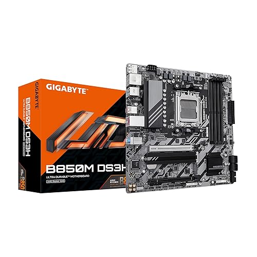 GIGABYTE B850M DS3H AMD AM5 LGA 1718 Motherboard, mATX, DDR5, 2X M.2, PCIe 5.0, USB-C, 2.5GbE LAN, EZ-Latch