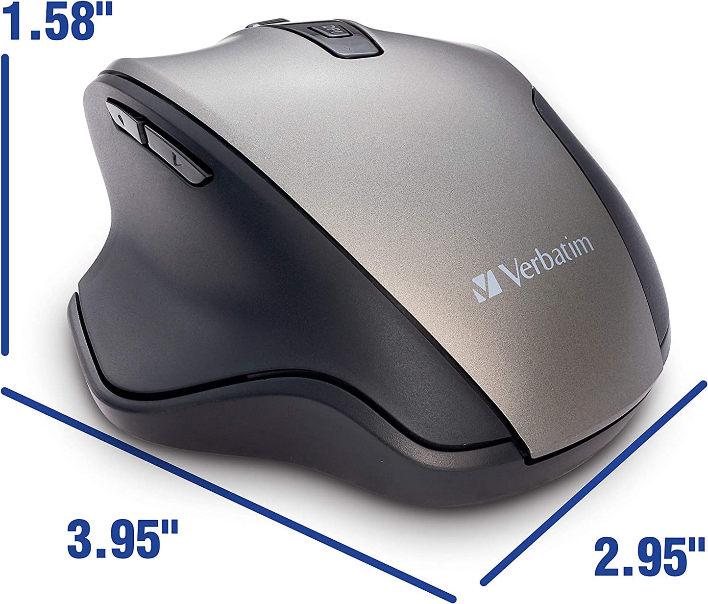 Verbatim Silent Ergonomic Wireless Blue LED Mouse - Graphite