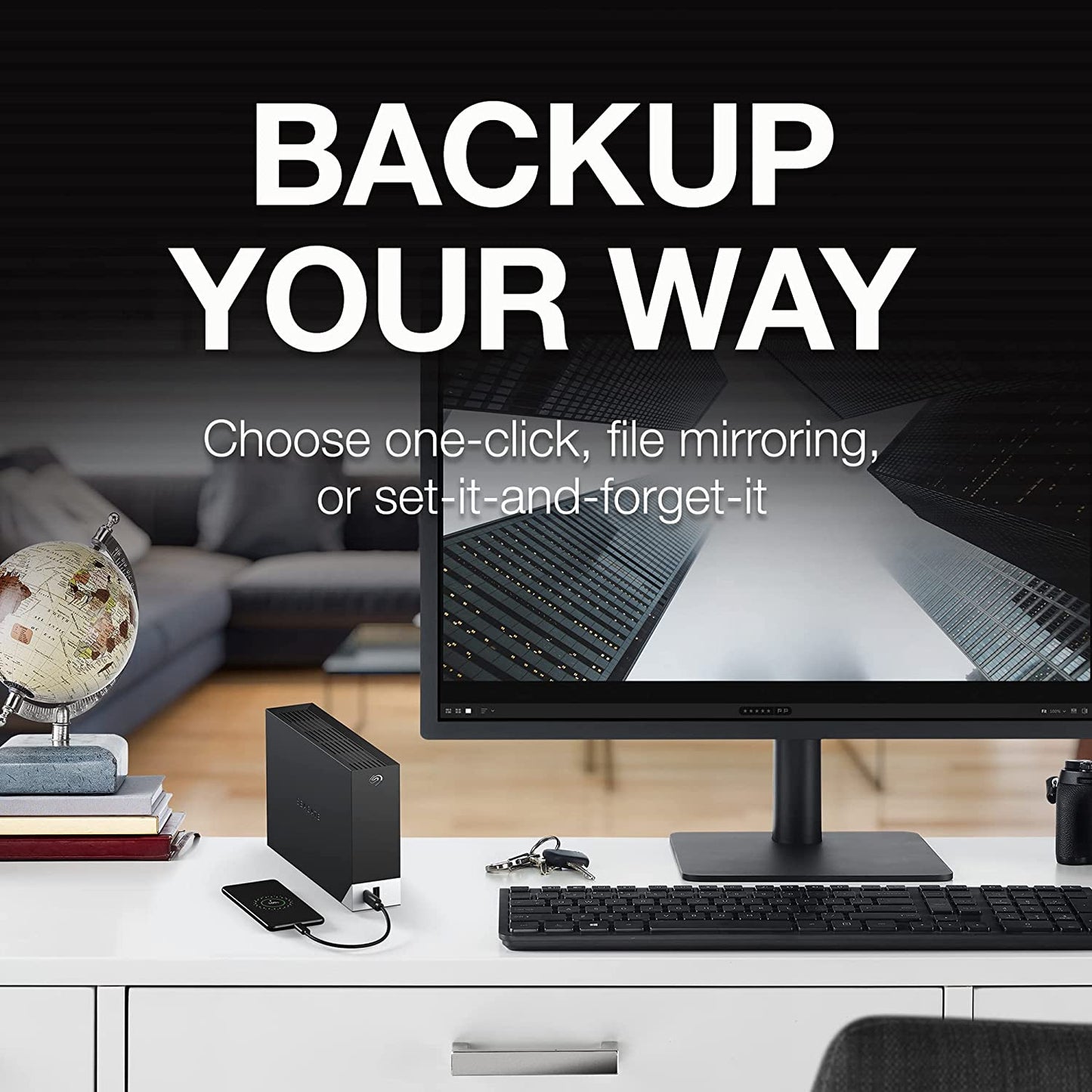 Seagate One Touch Hub 12TB External Hard Drive Desktop HDD – USB-C and USB 3.0 Port, for Computer Desktop Workstation PC Laptop Mac, 4 Months Adobe Creative Cloud Photography Plan (STLC12000400)