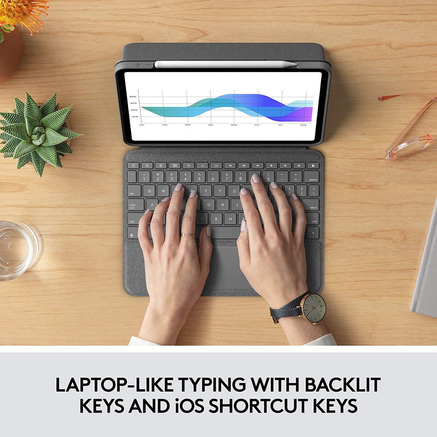 Logitech Folio Touch iPad Pro 11-inch (1st, 2nd, 3rd and 4th gen - 2018, 2020, 2021, 2022) Keyboard Case - Backlit Keyboard, Trackpad, Smart Connector - Grey, USA Layout Folio Touch Tablet Keyboard Oxford Gray