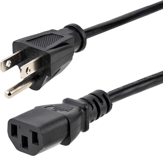 StarTech.com 3ft (1m) Computer Power Cord, NEMA 5-15P to C13, 10A 125V, 18AWG, Black Replacement AC Power Cord, Printer Power Cord, PC Power Supply Cable, Monitor Power Cable - UL Listed (PXT101_3) 3 ft/1 m 1 Pack