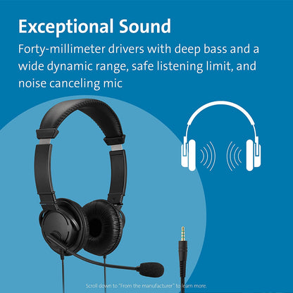 Kensington Hi-Fi Headphones with Mic &amp; Volume Control Button (K33597WW)