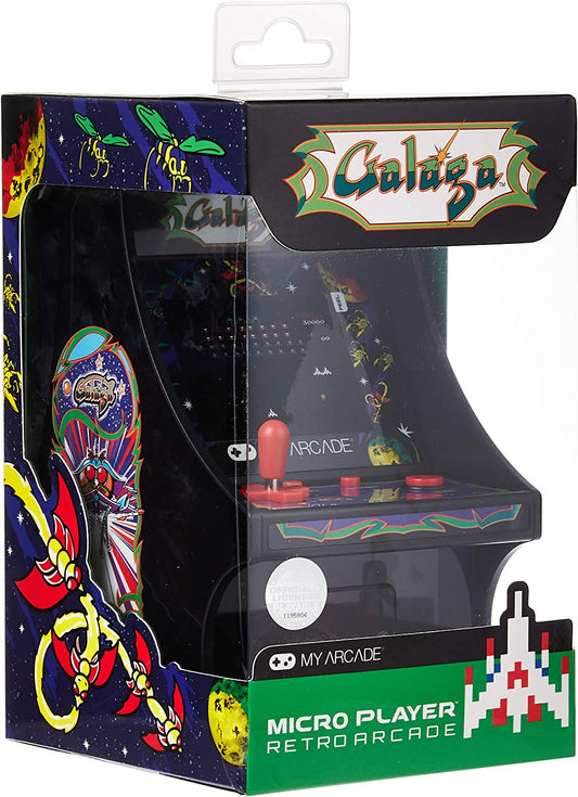 My Arcade Micro Player Mini Arcade Machine: Galaga Video Game, Fully Playable, 6.75 Inch Collectible, Color Display, Speaker, Volume Buttons, Headphone Jack, Battery or Micro USB Powered